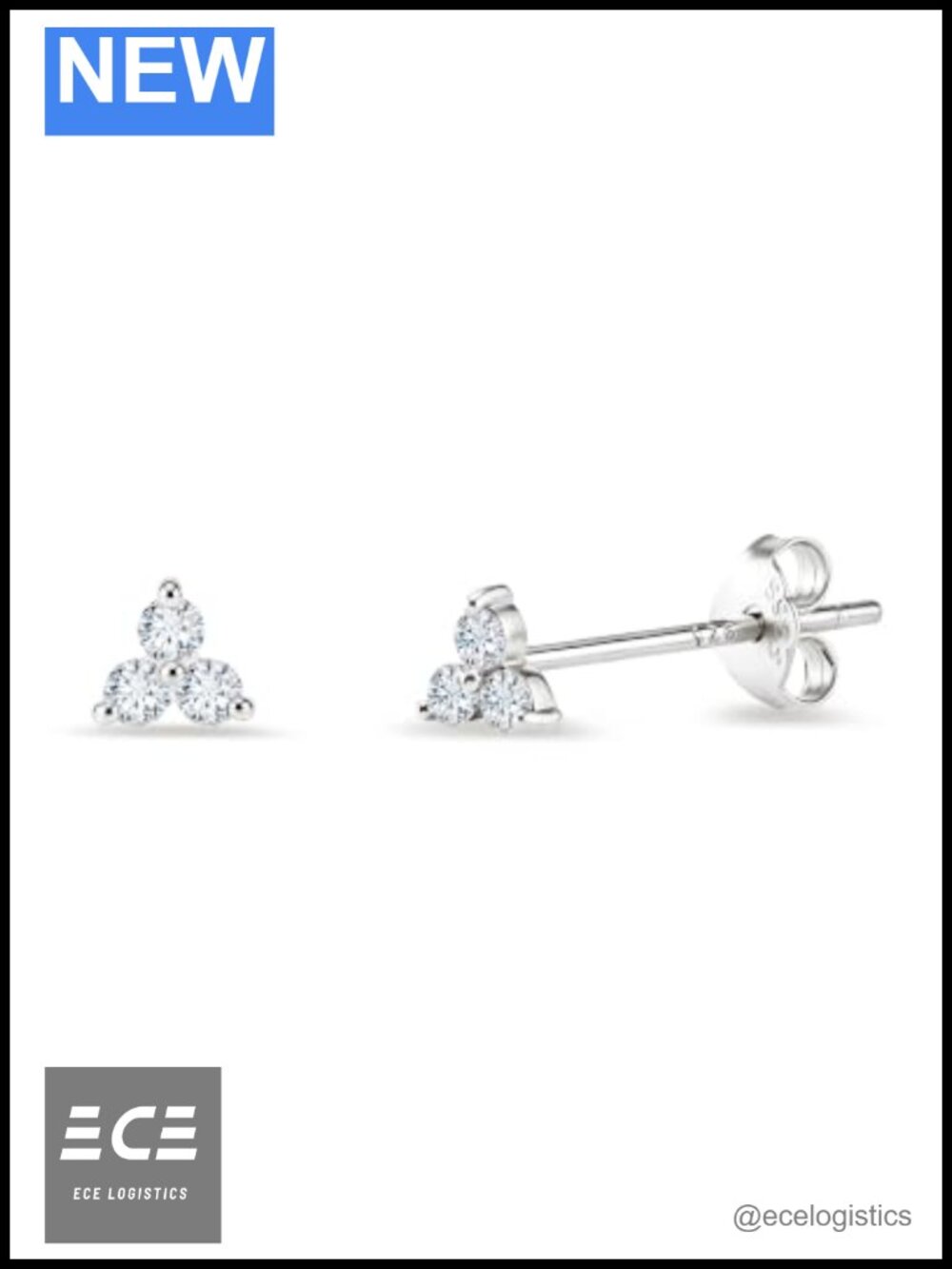 Lab Grown Diamond Stud Earrings 925 Sterling Silver 18K White Gold Plated